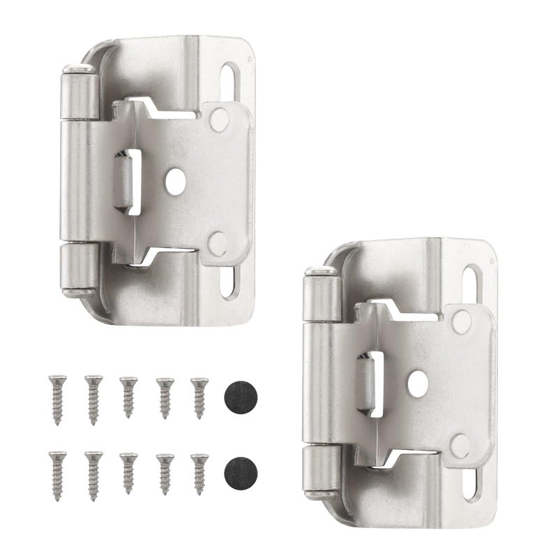 HOME MASTER HARDWARE 50 Packs (25 Pairs) 1/2" Overlay Cabinet Hinges, Self-Closing Semi Partial Wrap Kitchen Cabinet Door Hinge, Nickel Hinges for Kitchen/Cupboard Doors - Image 1
